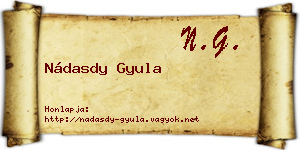 Nádasdy Gyula névjegykártya