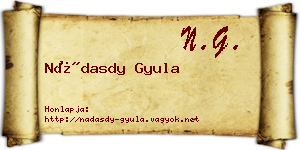 Nádasdy Gyula névjegykártya